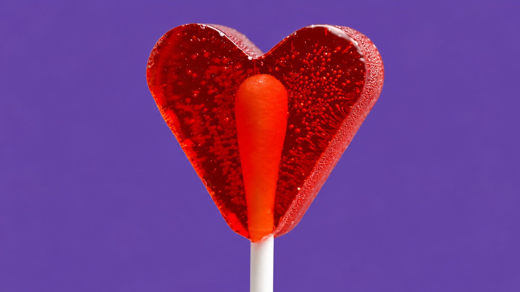 Life Lolli: Herzförmiger Lolli in Nahaufnahme